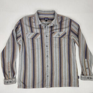 Patagonia Organic Cotton Striped Mid-Weight Button Up.
